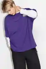 Фиолетовый футболка Befree oversize хлопковая с принтом