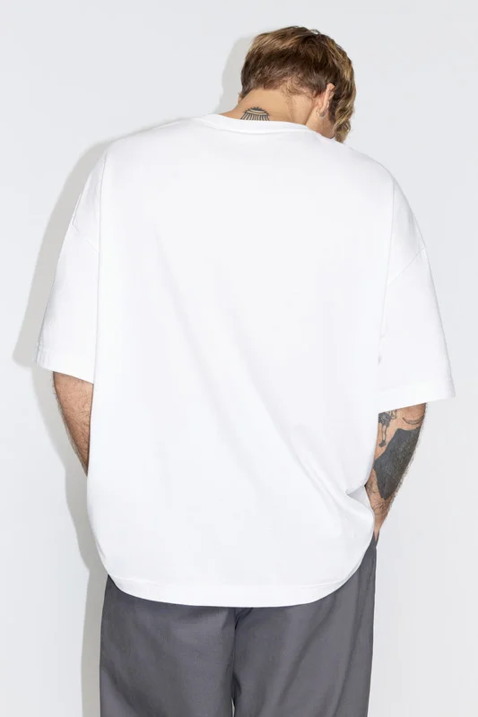 Белый футболка Befree oversize хлопковая с принтом