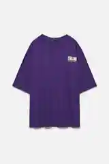 Фиолетовый футболка Befree oversize хлопковая с принтом