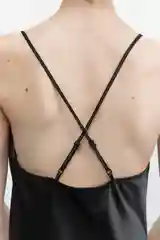 Черный платье Befree миди атласное на тонких бретелях