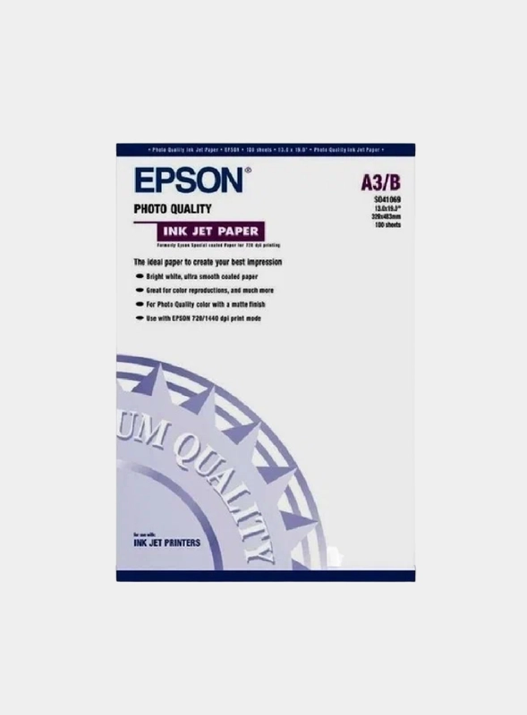 Бумага  EPSON Photo Quality Ink Jet, A3+, 100 листов (C13S041069)