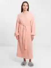 Пудровый женский халат из муслина