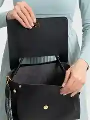 Черный сумка портфель женская, через плечо