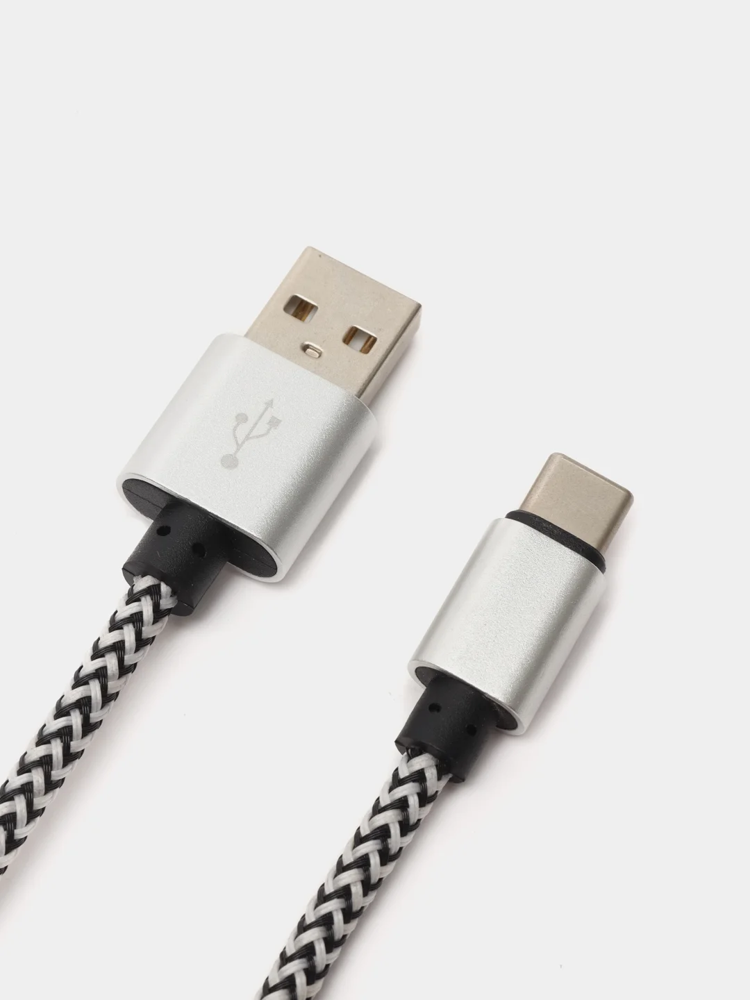 Белый кабель Android USB - Type-C / USB - Micro USB, 1 метр, тканевая оплетка, быстрая зарядка