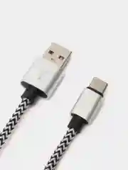 Белый кабель Android USB - Type-C / USB - Micro USB, 1 метр, тканевая оплетка, быстрая зарядка