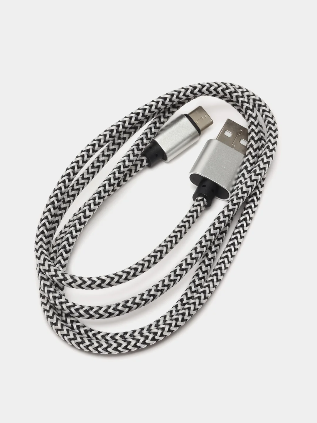 Белый кабель Android USB - Type-C / USB - Micro USB, 1 метр, тканевая оплетка, быстрая зарядка