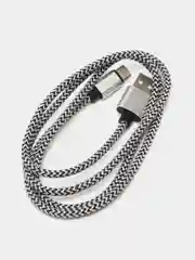 Белый кабель Android USB - Type-C / USB - Micro USB, 1 метр, тканевая оплетка, быстрая зарядка