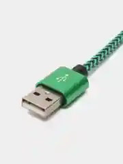 Зеленый кабель Android USB - Type-C / USB - Micro USB, 1 метр, тканевая оплетка, быстрая зарядка