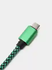 Зеленый кабель Android USB - Type-C / USB - Micro USB, 1 метр, тканевая оплетка, быстрая зарядка