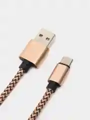 Золотой кабель Android USB - Type-C / USB - Micro USB, 1 метр, тканевая оплетка, быстрая зарядка
