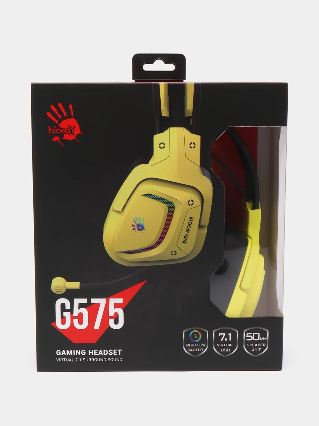 Игровые наушники с микрофоном A4Tech Bloody G575 Punk, желтый, черный, 2 м, мониторные, USB