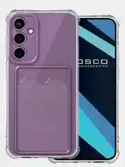 Прозрачный чехол для Samsung Galaxy S23 FE противоударный силиконовый ROSCO с карманом для карт, углы