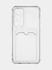 Прозрачный чехол для Samsung Galaxy S23 FE противоударный силиконовый ROSCO с карманом для карт, углы