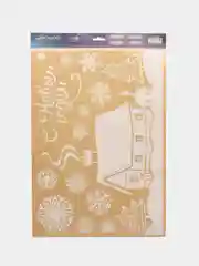 Белый наклейка для окон "Новый год", украшения "Елка", 17*25 см, голографическая фольга