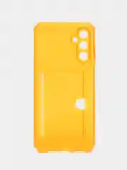 Оранжевый чехол с карманом для карт для Samsung Galaxy A14, прозрачный, Самсунг Галакси А14