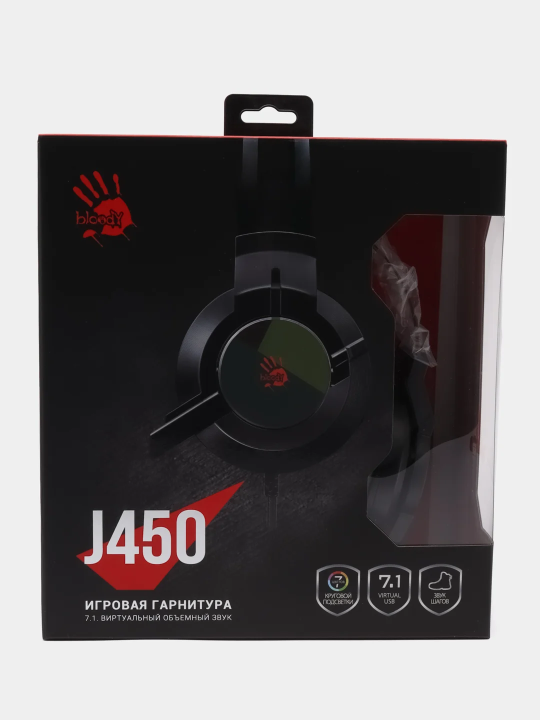 Игровые наушники с микрофоном A4Tech Bloody J450 черный, зеленый, 1.8 м, мониторные J450