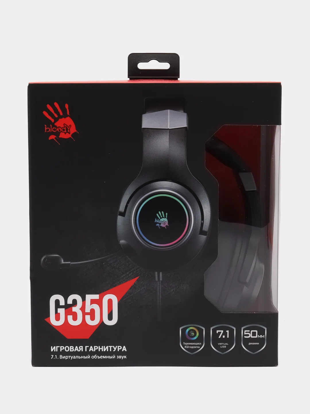 Игровые наушники с микрофоном A4Tech Bloody G350, черный, 2 м, мониторные, G350 USB, black