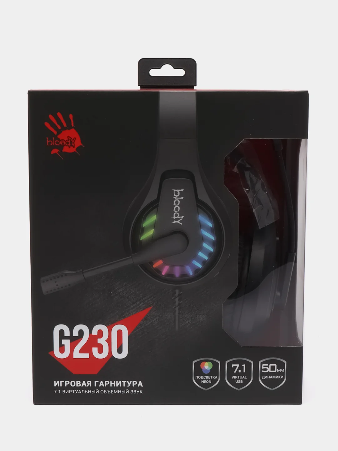 Игровые наушники с микрофоном A4Tech Bloody G230, черный, 2 м, накладные, USB, G230