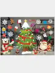 Новогодние большие наклейки на окна, стекло