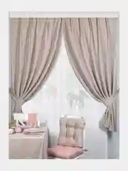 Бежевый меланж шторы кухонные, 2 штуки, с подхватами, 136*180 см, канвас, для кухни, дома, дачи, Altali