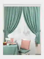 Бирюзовый шторы кухонные, 2 штуки, с подхватами, 136*180 см, канвас, для кухни, дома, дачи, Altali