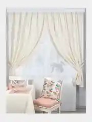 Слоновая кость шторы кухонные, 2 штуки, с подхватами, 136*180 см, канвас, для кухни, дома, дачи, Altali