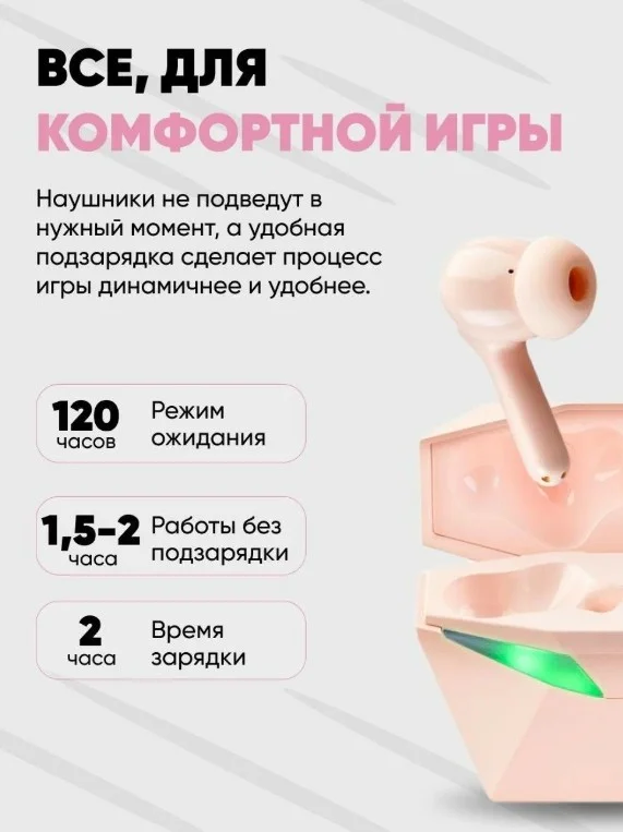 Розовый беспроводные наушники-вкладыши Incool, с микрофоном и подсветкой