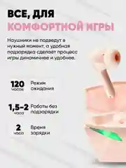 Розовый беспроводные наушники-вкладыши Incool, с микрофоном и подсветкой