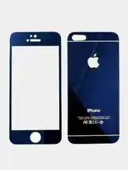 Синий комплект защитного стекла для iPhone 5/5s, экран/ задняя крышка