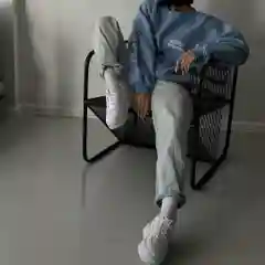 Синий свитшот женский, оверсайз