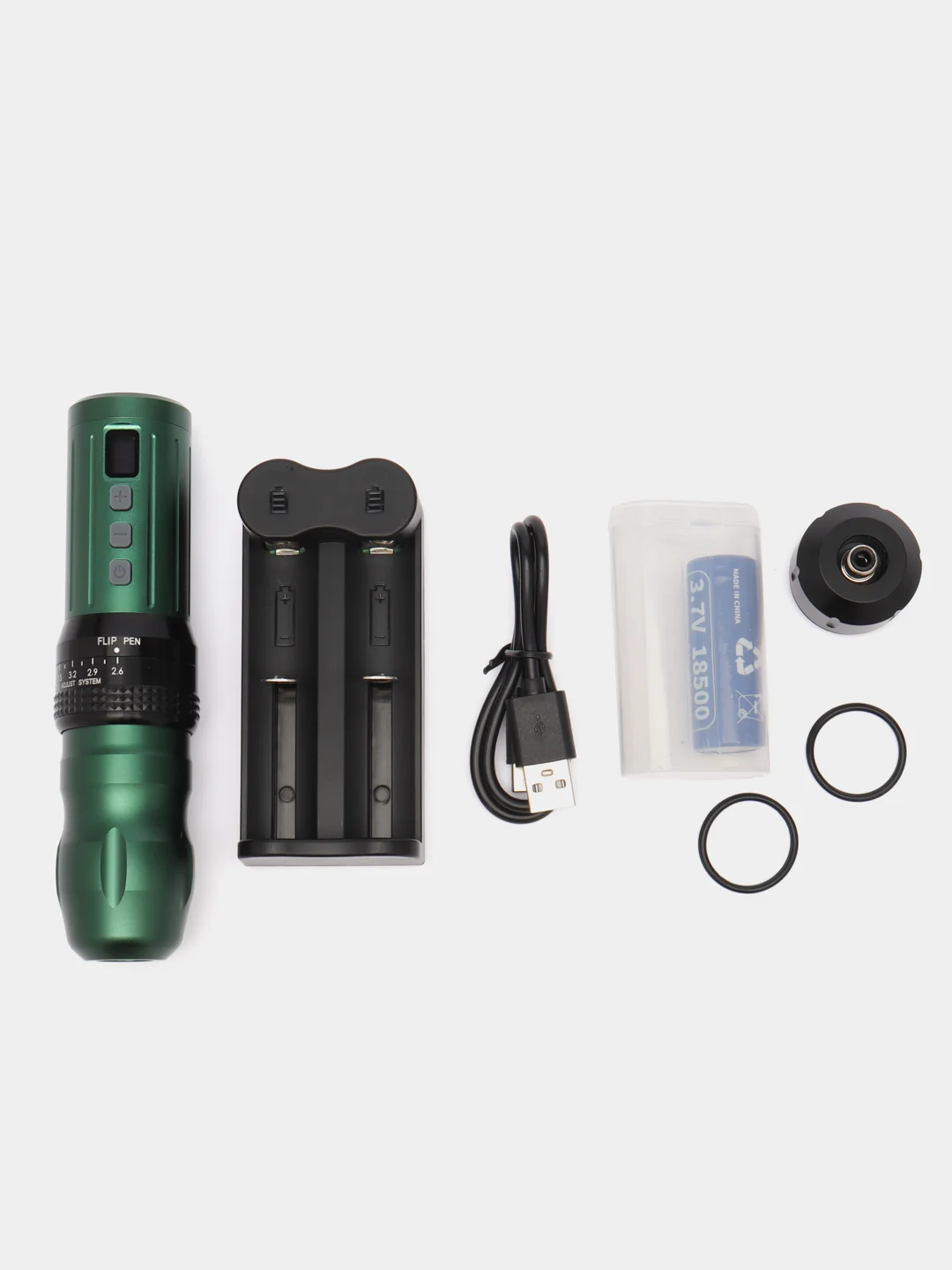 Зеленый беспроводная тату машинка с 2-мя аккумуляторами Big Wasp Meteorix PRO Wireless Pen