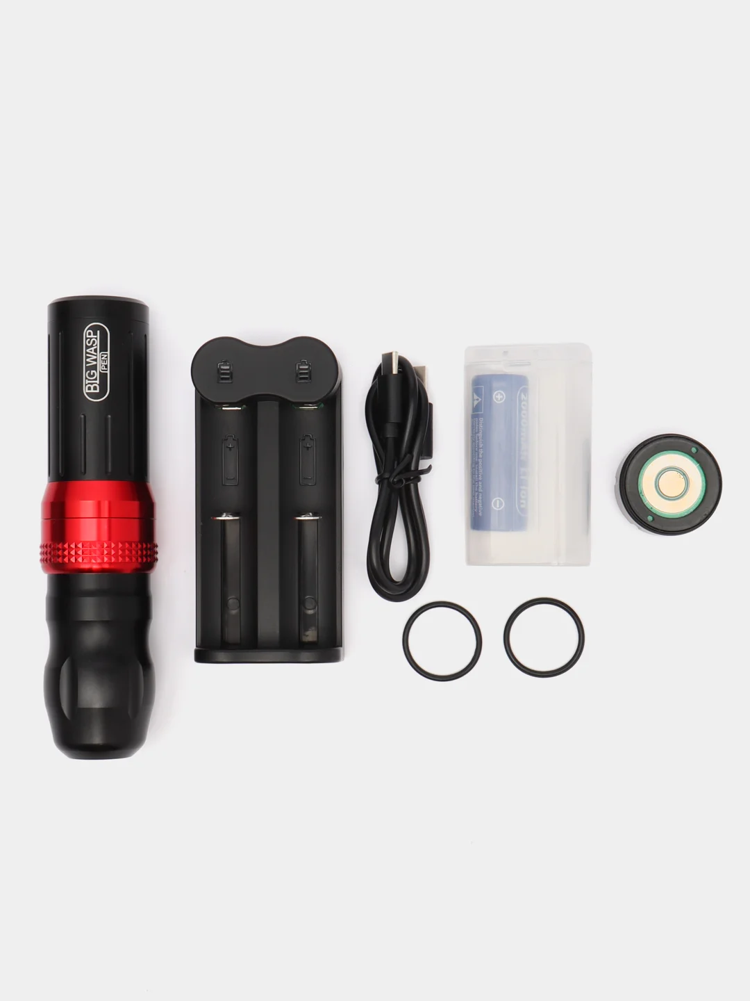 Черный беспроводная тату машинка с 2-мя аккумуляторами Big Wasp Meteorix PRO Wireless Pen