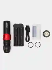 Черный беспроводная тату машинка с 2-мя аккумуляторами Big Wasp Meteorix PRO Wireless Pen
