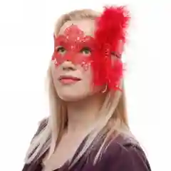 Красный маска карнавальная, кружевная