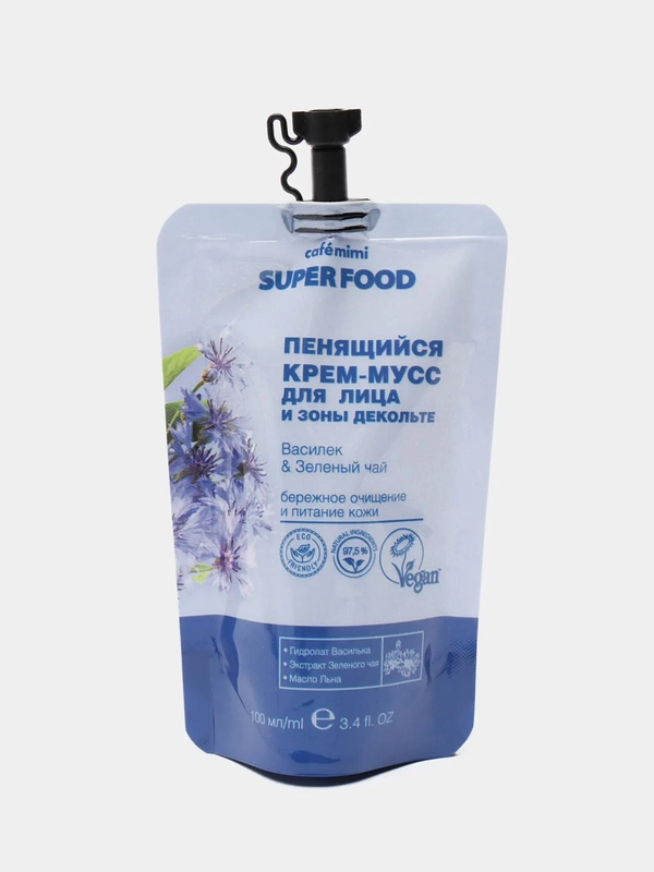 Мусс для лица и зоны декольте Василек & Зеленый чай, Cafemimi, 100 мл