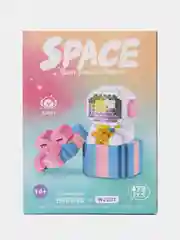 Розовый блочный 3D конструктор, со светящимися элементами "Космонавт", для подарка на Новый год