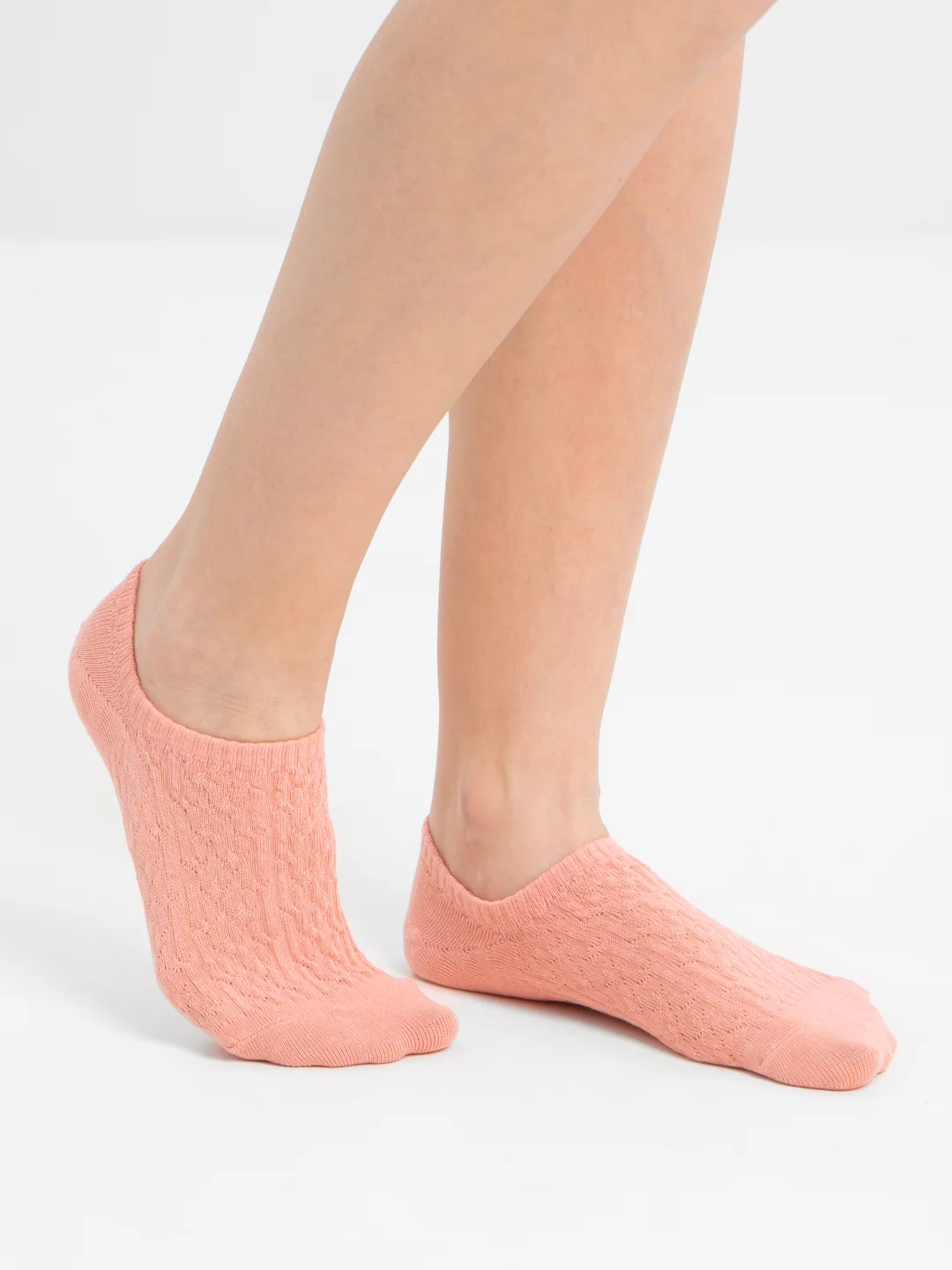 Кораллово-розовый однотонные хлопковые носки, подследники , 36-40, хлопок 100%
