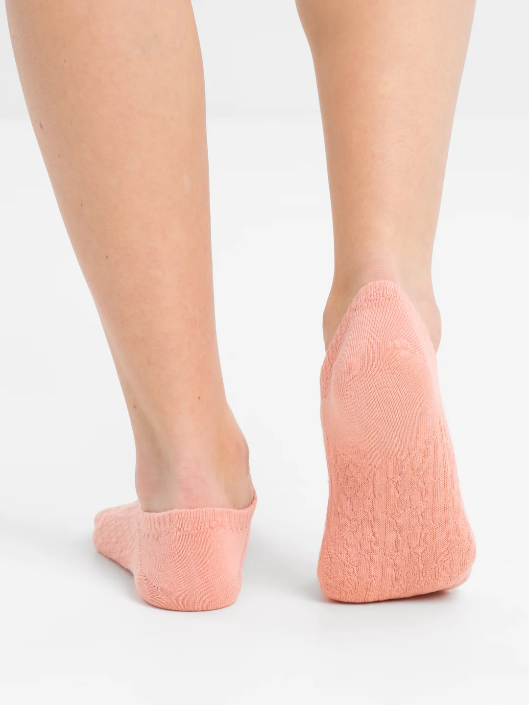 Кораллово-розовый однотонные хлопковые носки, подследники , 36-40, хлопок 100%
