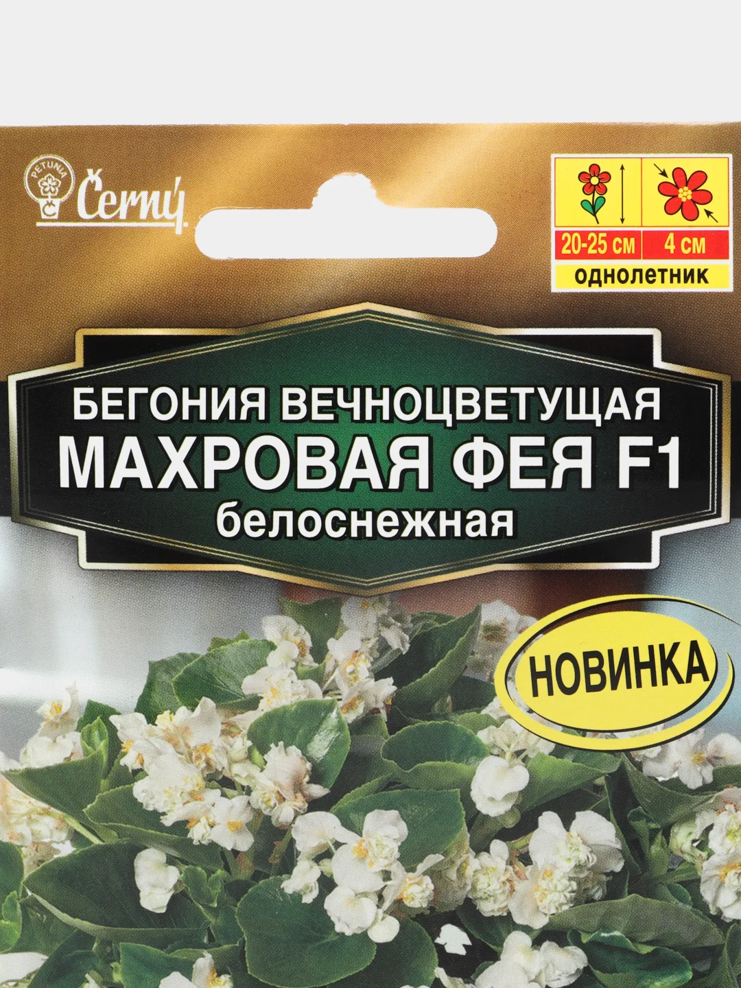 Бегония вечноцветущая "Махровая фея F1", белоснежная, драже в пробирке, селекция Cerny
