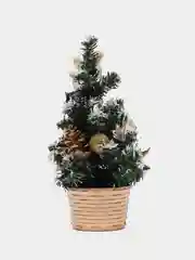 Золотой новогодняя ель, настольная, с украшениями, 20 см