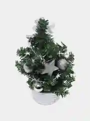 Серебряный новогодняя ель, настольная, с украшениями, 20 см