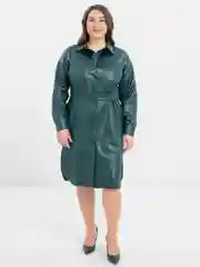 Тёмно-зелёный платье-рубашка женское, повседневное, праздничное, большие размеры