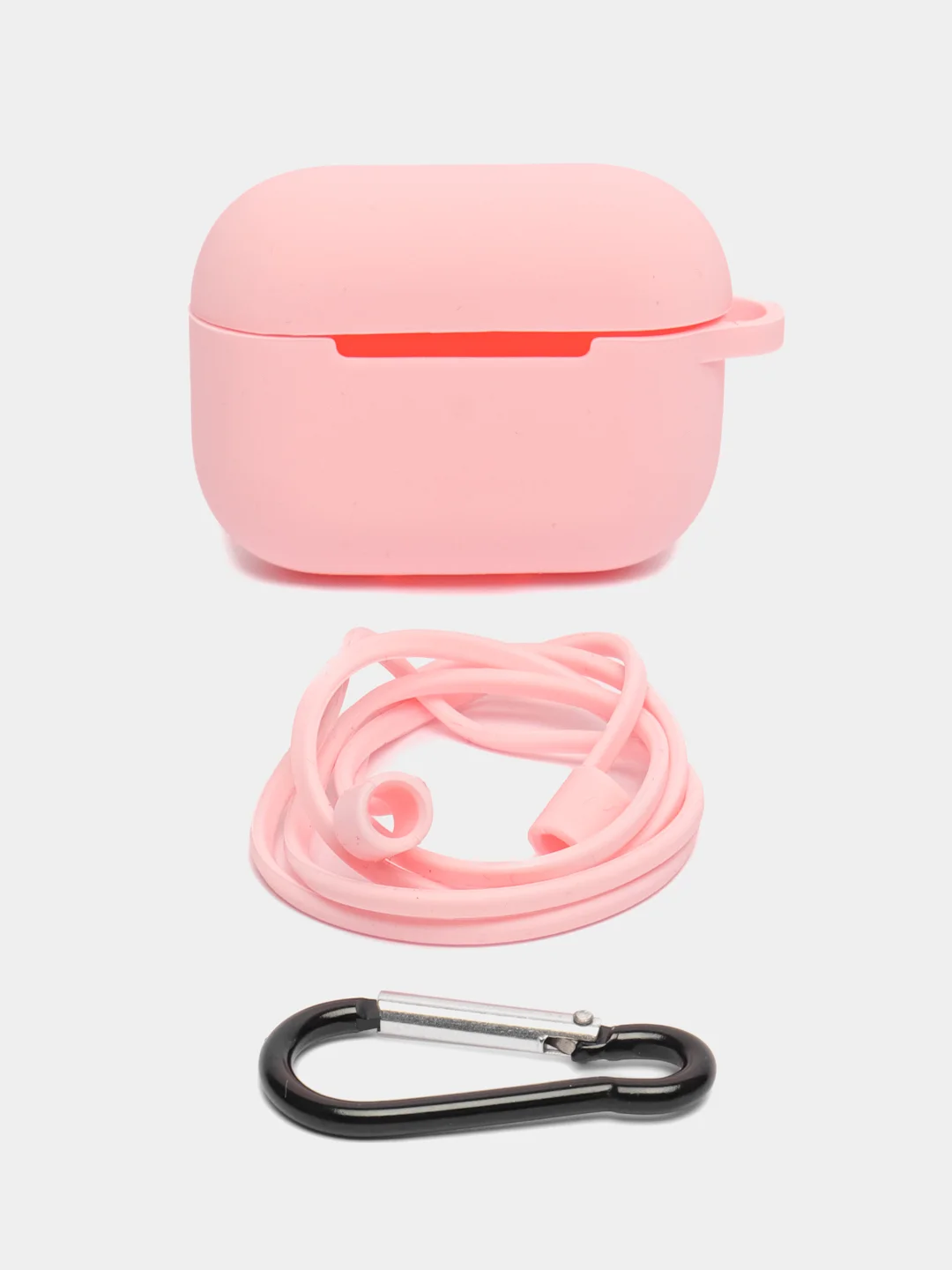 Красный силиконовый чехол для Apple Airpods Pro, с карабином и ремешком для наушников