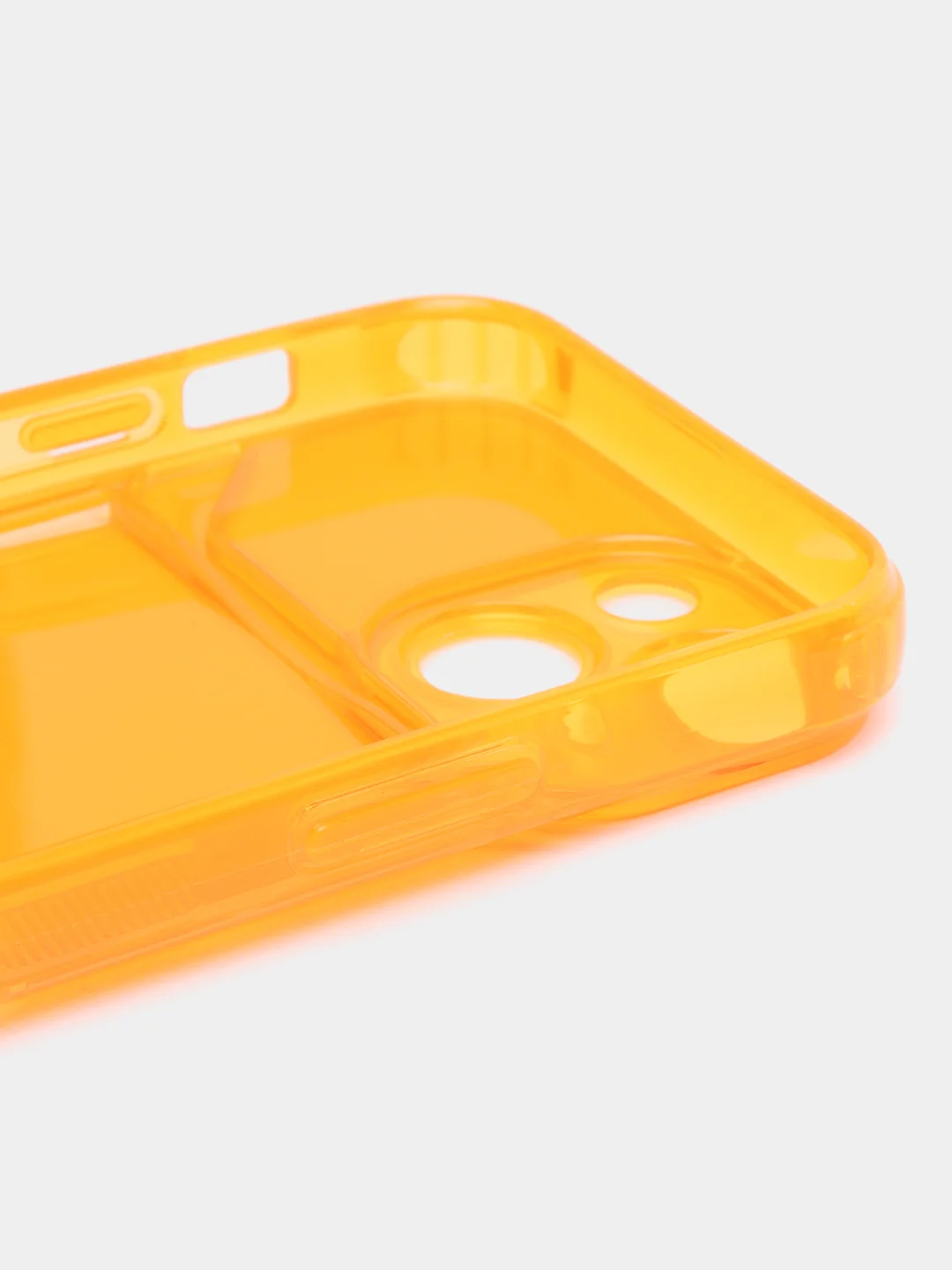 Оранжевый чехол iPhone 15/14/13/12/11/Pro/Max/Mini/Plus/X/Xr/XS/7/8+ с карманом для карт, прозрачный