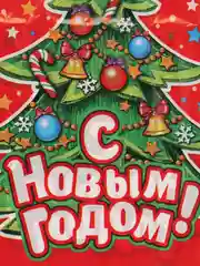 Алый пакет подарочный новогодний, маленький для подарка на новый год 2025, 20 х 30 см