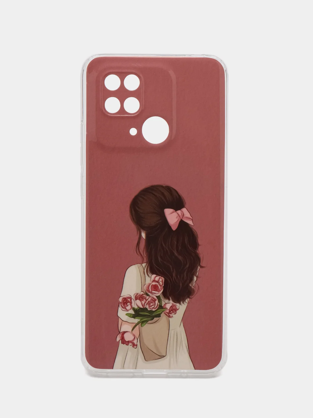 Тёмно-розовый чехол для Xiaomi Redmi 10C, Poco C40 / Сяоми Редми 10С, Поко С40, силиконовый, с рисунком