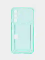 Бирюзовый чехол с карманом для карт для Samsung Galaxy A54, прозрачный, Самсунг Галакси А54