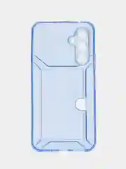Голубой чехол с карманом для карт для Samsung Galaxy A54, прозрачный, Самсунг Галакси А54