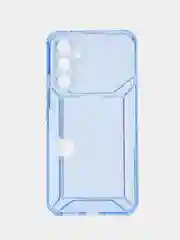 Голубой чехол с карманом для карт для Samsung Galaxy A54, прозрачный, Самсунг Галакси А54