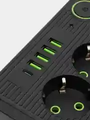 Черный сетевой фильтр-удлинитель, с USB портами и Type-C